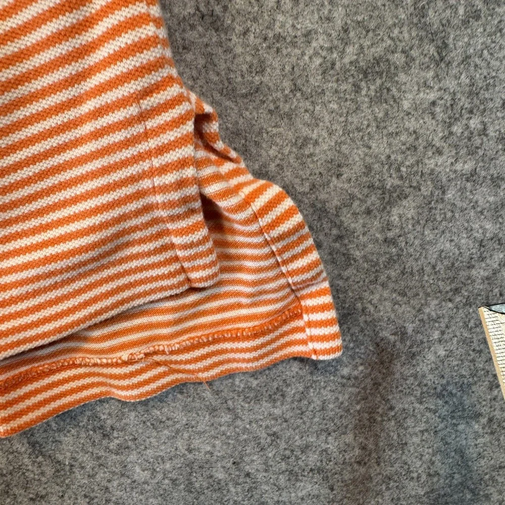 Polo Ralph Lauren Striped Polo Shirt Large Orange White 100% Cotton Short Sleeve